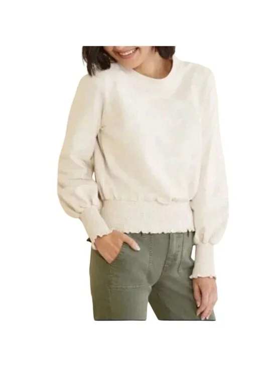 Spiritual Gangster Raena Pullover Size Medium Crewneck Long Sleeve Smocked Hem - Picture 1 of 8